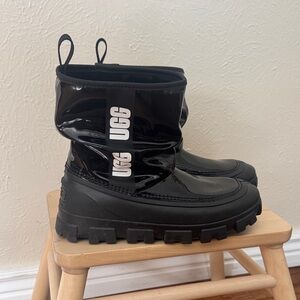 UGG Kids Classic Brellah Mini Black Wool Lined Chunky Rain Snow Boots | Size 4